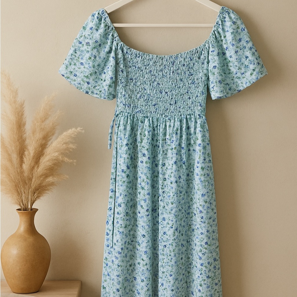 🌿 Blue Floral Dress – Cottagecore Vibes 🌿